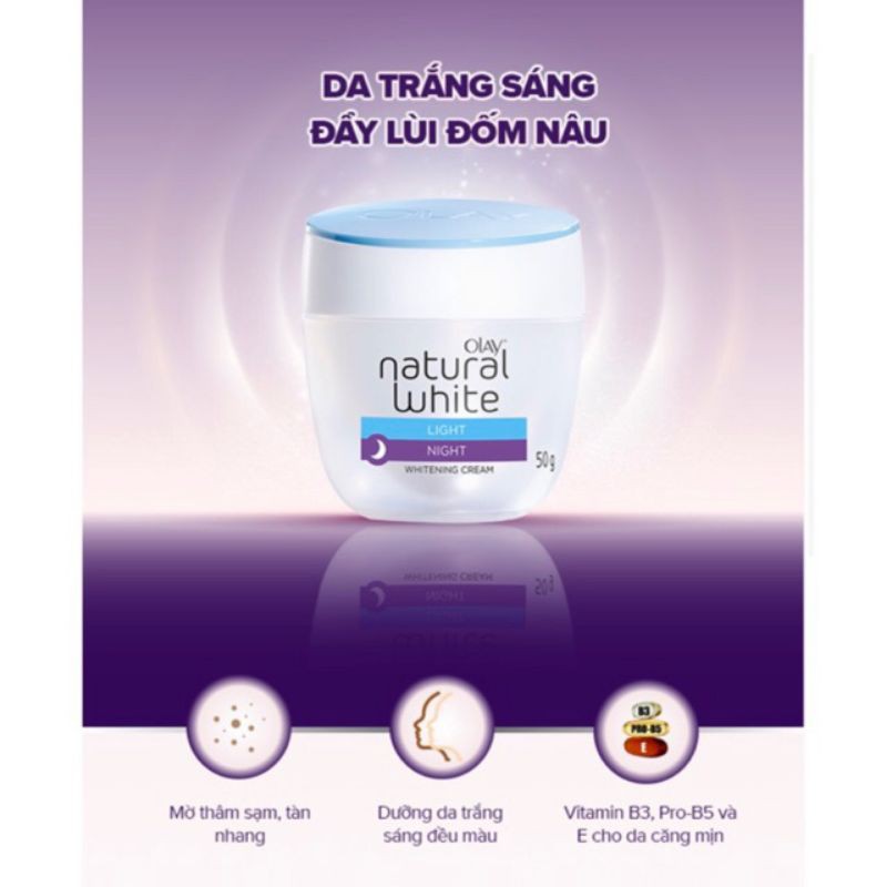 Olay Natural White Kem dưỡng trắng da ban đêm 50G