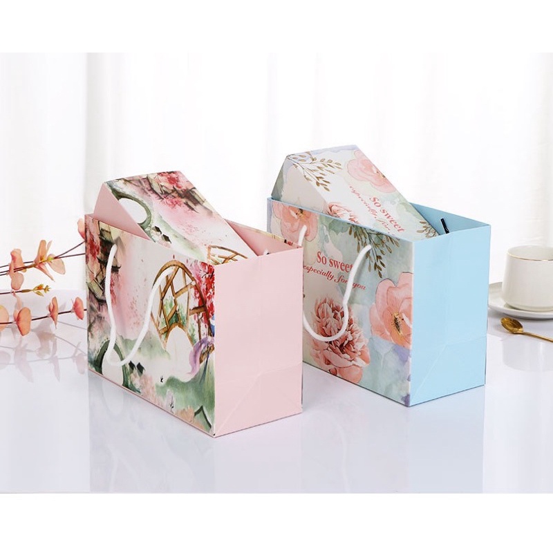 set 10 bộ 2 hộp con 1 túi xách đựng bánh kẹo kt23.2x10x5cm