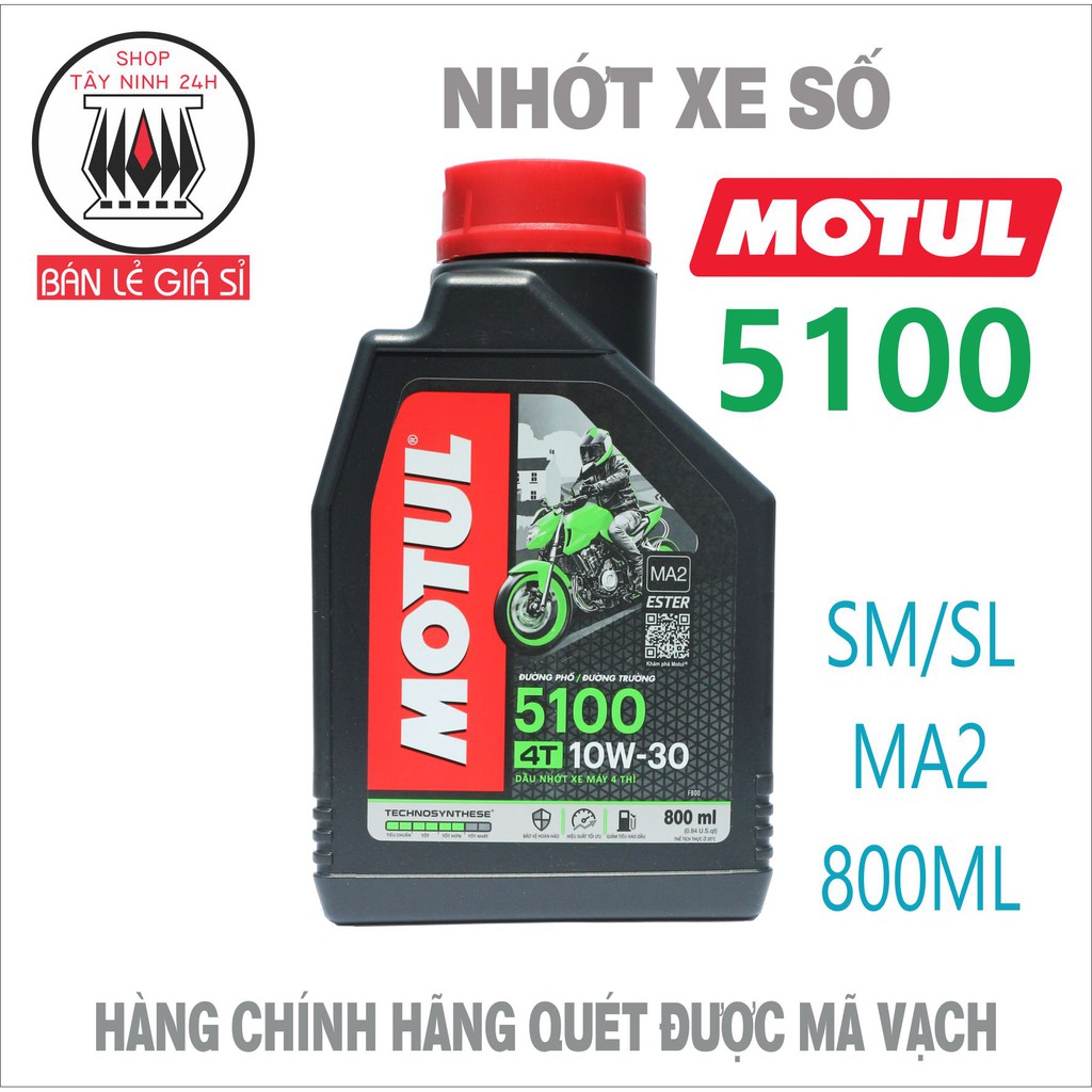 Nhớt xe số Motul 5100 10W30 SM/SL/MA2 800ML bán tổng hợp