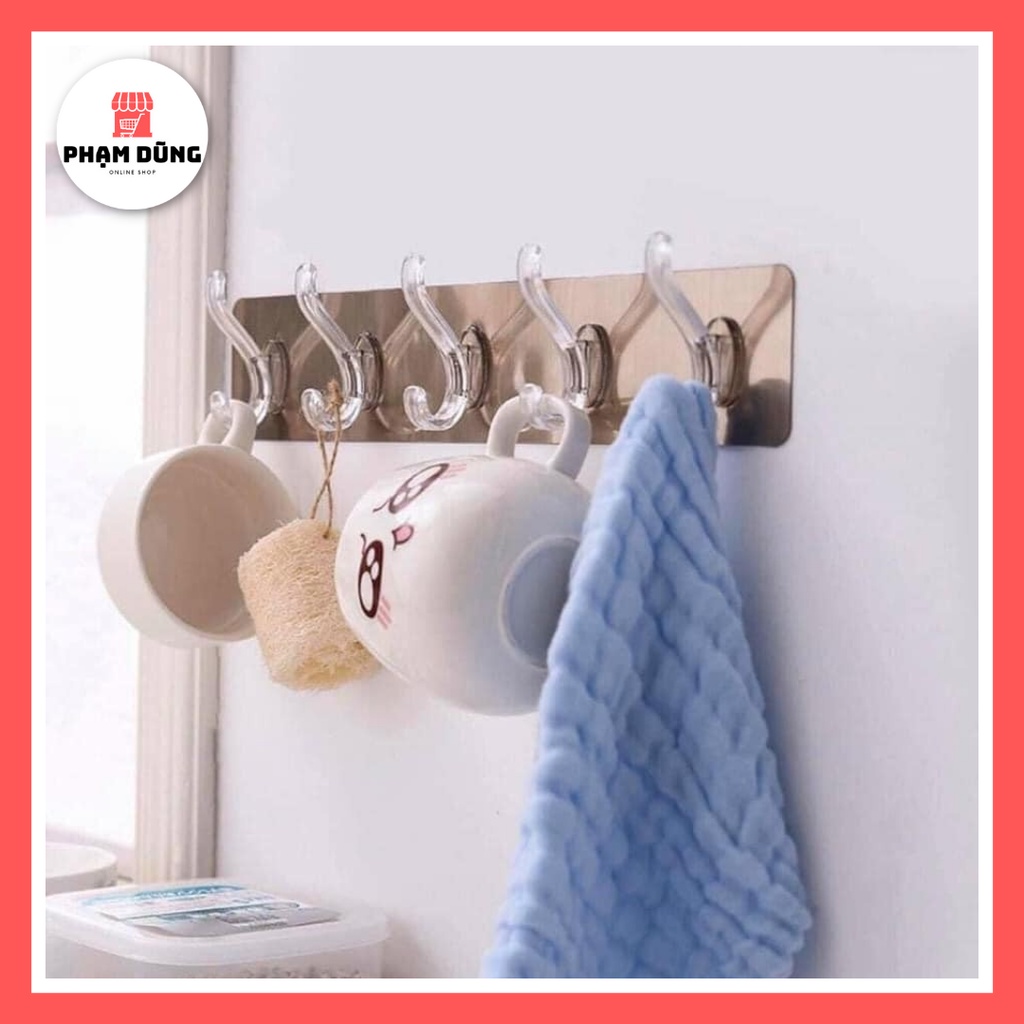 Thanh Móc Treo Đồ Dán Tường Siêu Dính 6 Móc