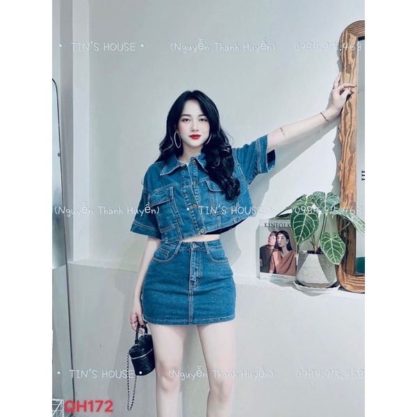 📍📍SÉT ÁO BÒ CỔ ĐỨC CHÂN VÁY CHỮ A SẴN HÀNG _V3TSHOP