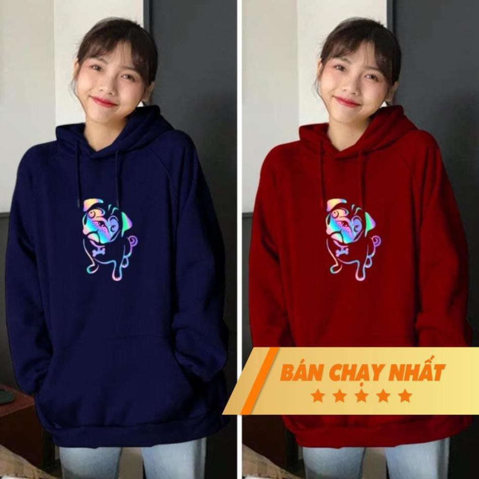 Áo khoác hoodie phản quang nỉ Chó Pug KN29 Chuẩn Xịn - Amore mio Closet VIP | BigBuy360 - bigbuy360.vn