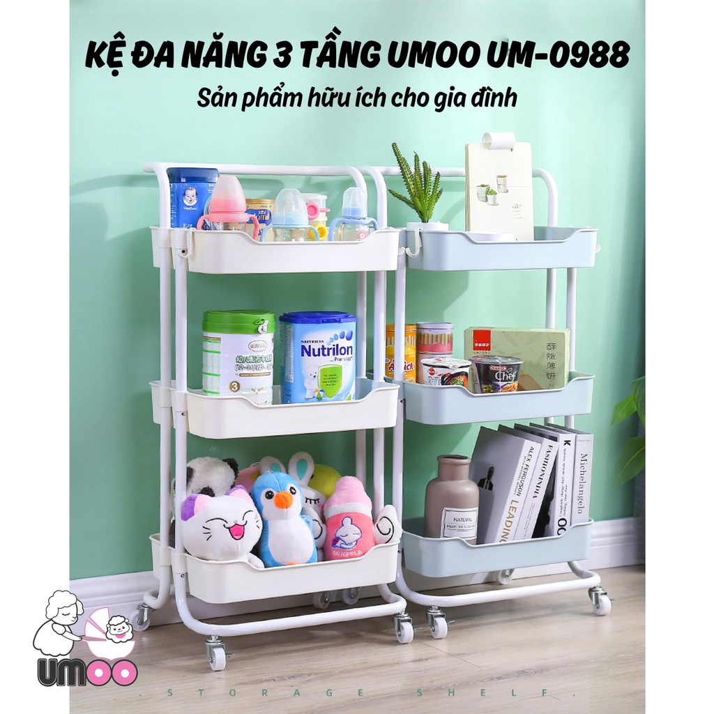 Kệ 3 tầng đa năng UMOO có bánh xe