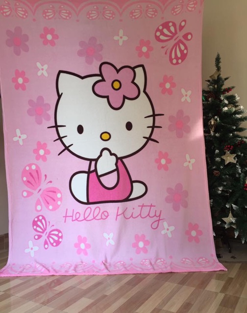 Ninikids: Chăn băng lông cho bé gái elsa, kitty, minie, pooh (150*200cm)