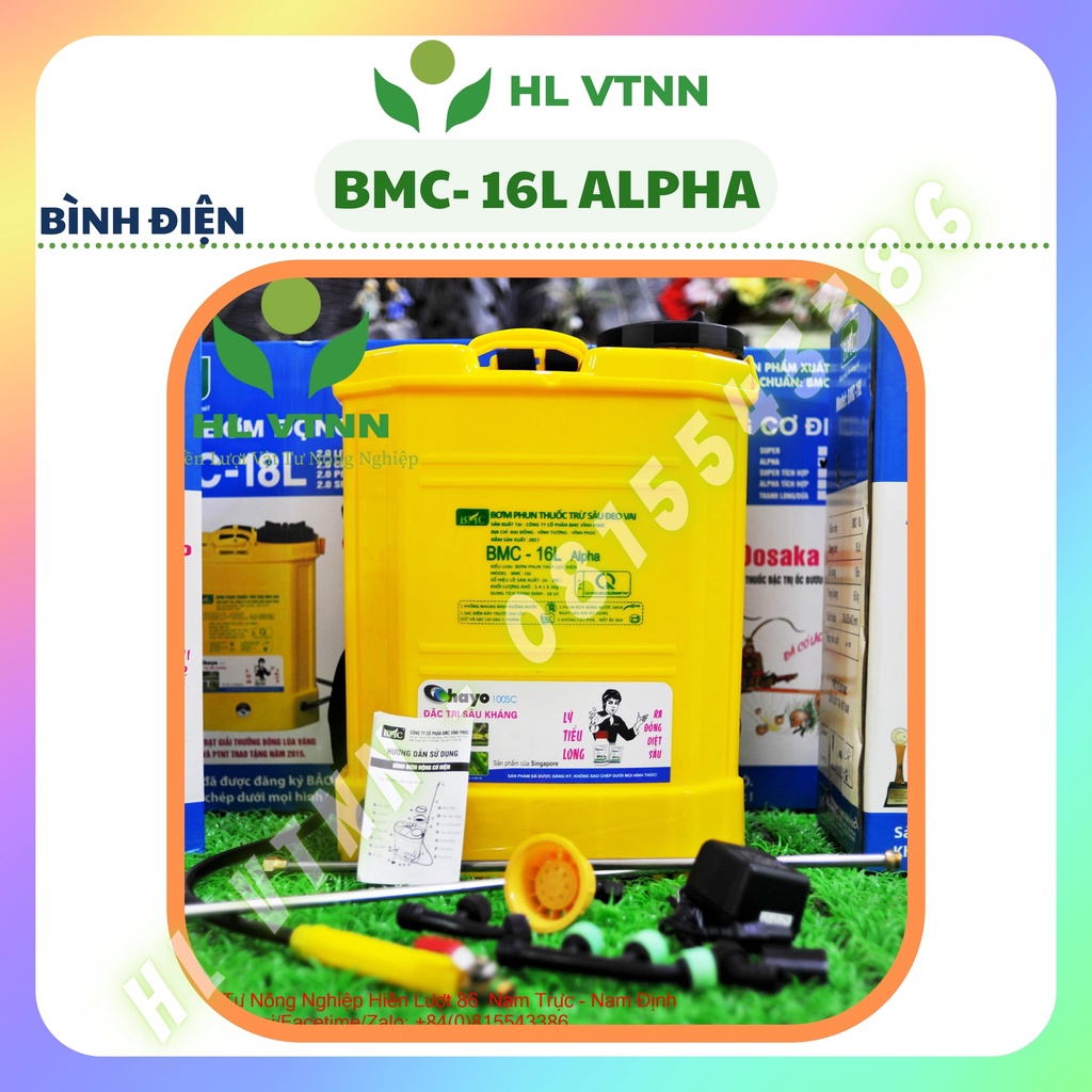 Bình phun thuốc trừ sâu bình xịt điện bình phun khử trùng bình bơm thuốc sâu bằng điện BMC-16L ALPHA-BP03-HL VTNN