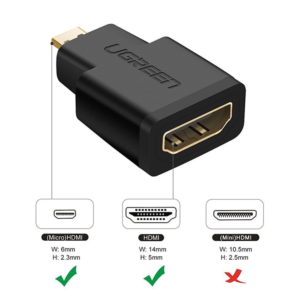 Đầu chuyển đổi micro HDMI male to hdmi female - UGREEN 20106 - (màu đen)