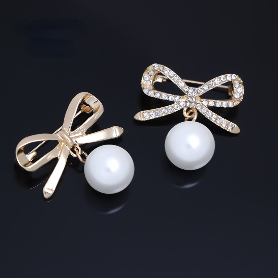 Ghim Cài Áo Hình Nơ Đính Ngọc Trai Nhân Tạo Thời Trang