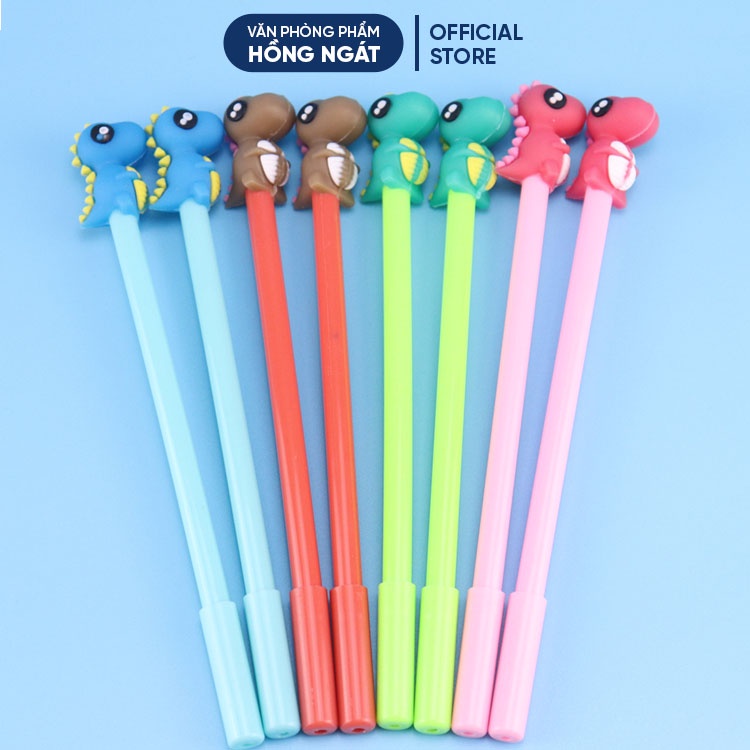 Bút bi cute hình khủng long, bút bi nước mực gel đen ngòi 0.5mm nhiều màu dễ thương đồ dùng học tập B07
