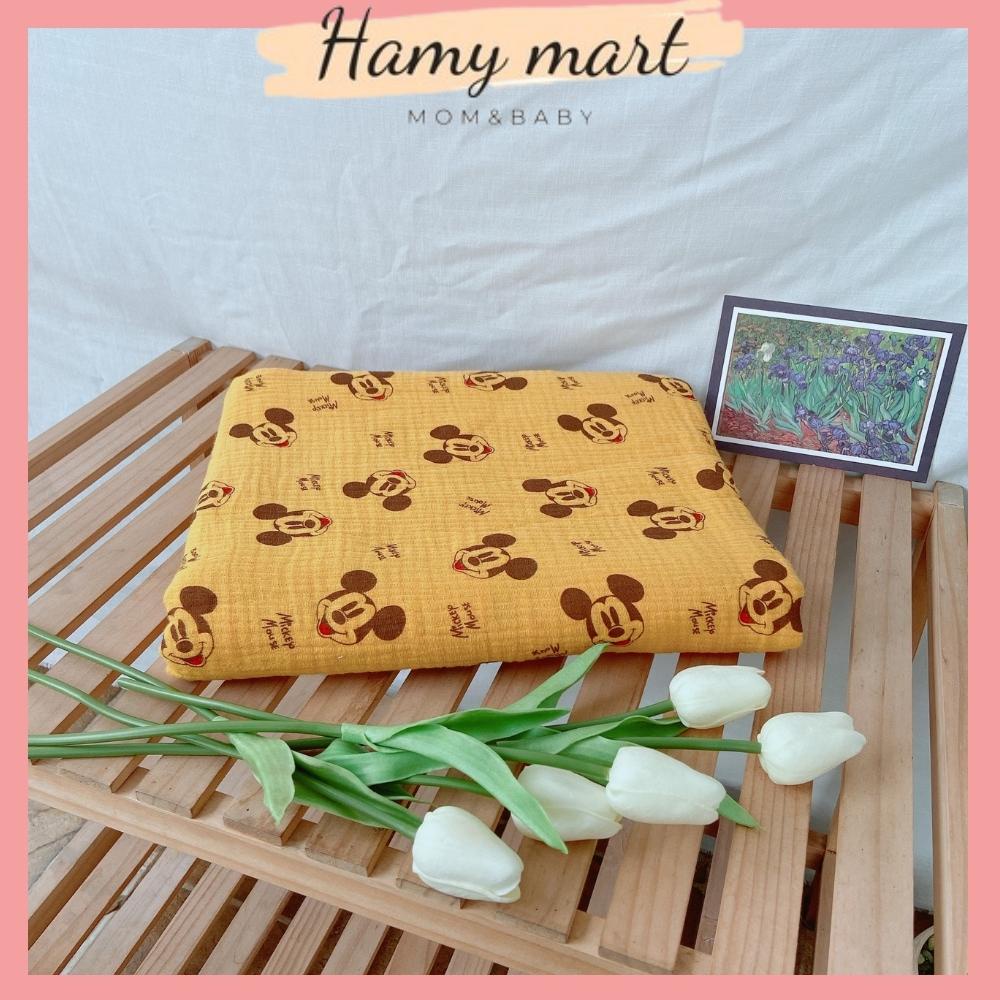 Chăn xô muslin cao cấp organic Hamymart 4 lớp cho bé thấm hút nhanh, không gây kích ứng da