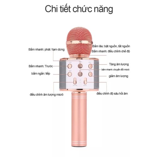 Micro karaoke bluetooth kiêm loa thông minh WS-858 siêu bass ( màu ngẫu nhiên)