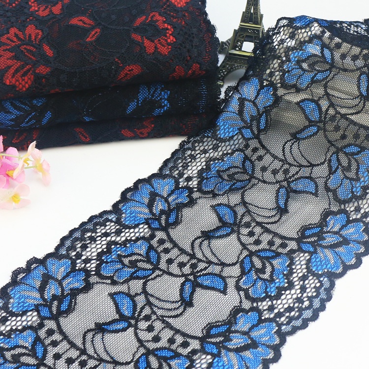 Ruy băng ren thun 15cm pha 2 màu, phụ kiện trang trí handmade