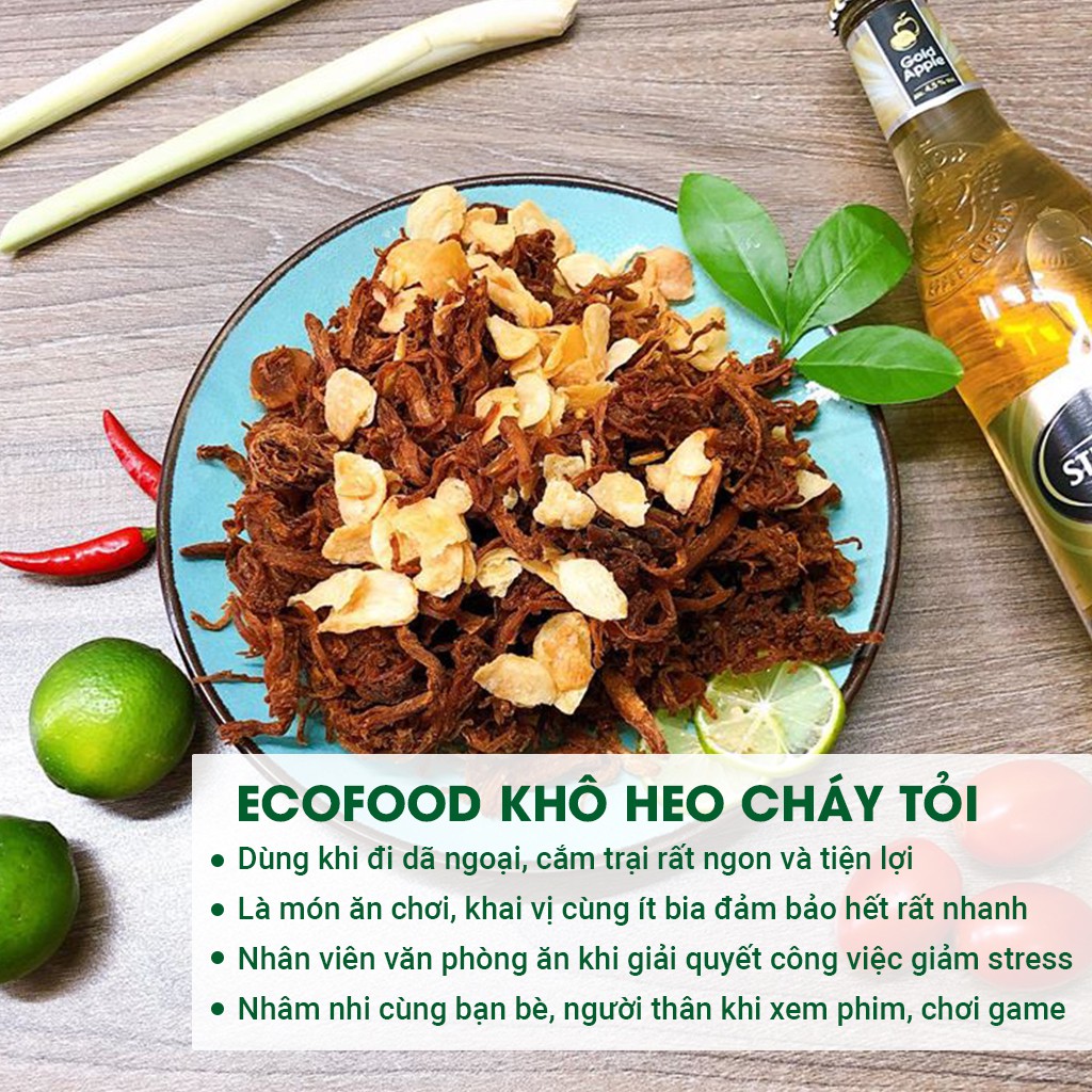 Khô heo cháy tỏi ecofood 300g, heo khô cháy tỏi loại 1 đồ ăn vặt Việt Nam an toàn vệ sinh thực phẩm