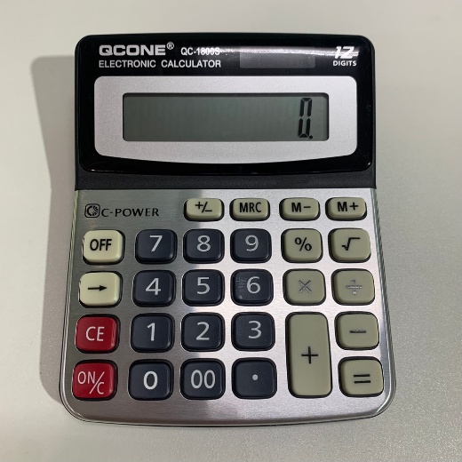Máy tính cầm tay chính hãng QCONE THAILAND QC-1800s màn hình lớn hiển thị 12 kí tự, chất liệu chắc chắn