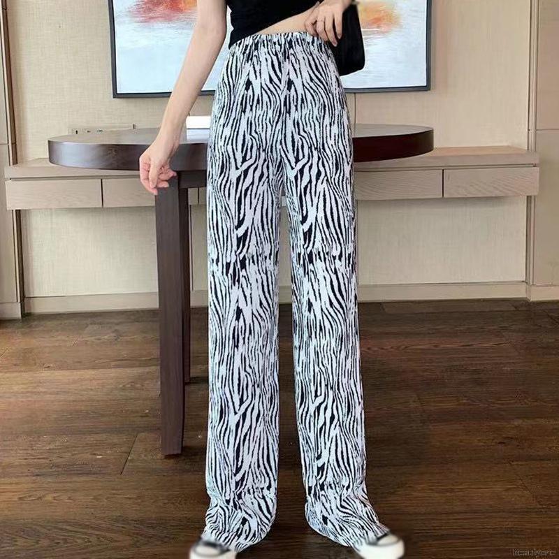 Quần Dài Lưng Cao Hoạ Tiết Ngựa Vằn Thiết Kế Thanh Lịch Cho Phái Nữ