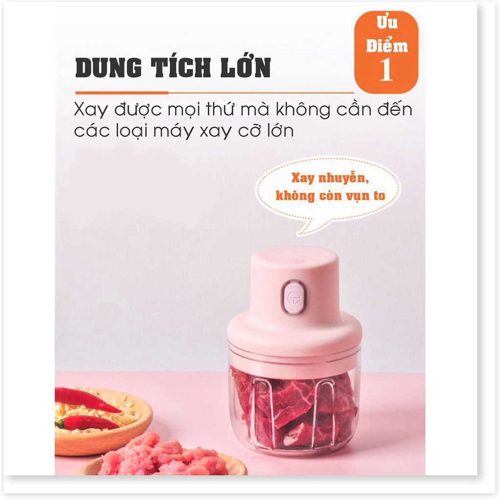 Giá Vốn - Máy xay thịt cầm tay mini tích hợp pin