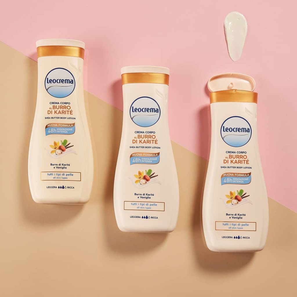Dưỡng Thể dưỡng ẩm giành cho các bạn da khô Leocrema Burro Di Karite - Lotion body- Leocrema Italy