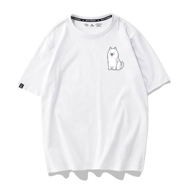 [Hàng Xịn, Gía Tốt] Áo Phông Thun Chó Mập Trắng Mini Nam Nữ - Unisex - Cotton - Mã AT028