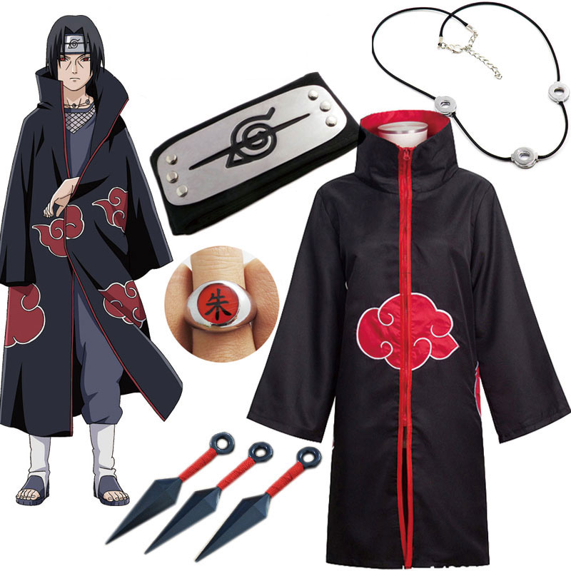 Bộ trang phục hóa trang nhân vật Anime Naruto Akatsuki Uchiha Itachi Sharingan