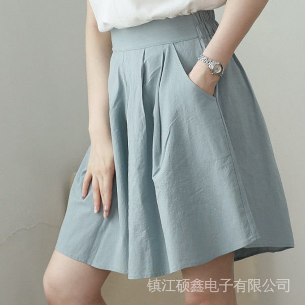 Quần Short Giả Váy Lưng Cao Dáng Rộng Thời Trang 200 Jin Plus Size Cho Nữ