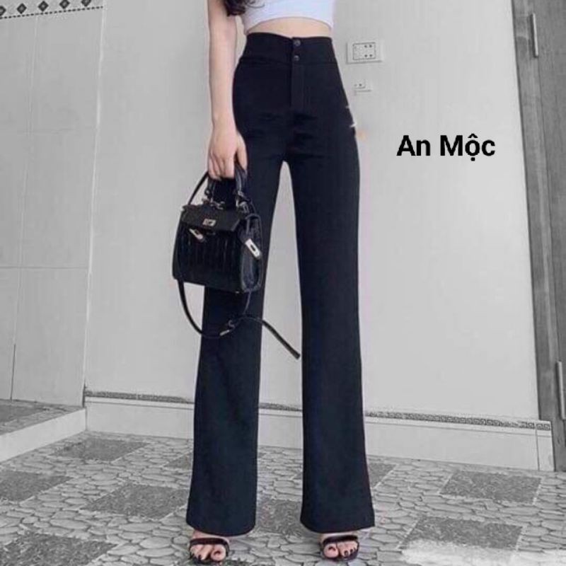 [AN MỘC] Quần Suông ống loe cạp cao 2 khuy sành điệu tôn dáng cho nữ | BigBuy360 - bigbuy360.vn
