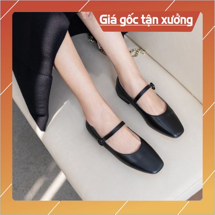 ️XẢ KHO️ GIÀY BỆT NỮ MŨI VUÔNG, QUAI KHÓA NGANG BÍT HẬU GÓT VUÔNG DA MỀM 2 MÀU KEM & ĐEN THƯƠNG HIỆU PAMELA MÃ B2