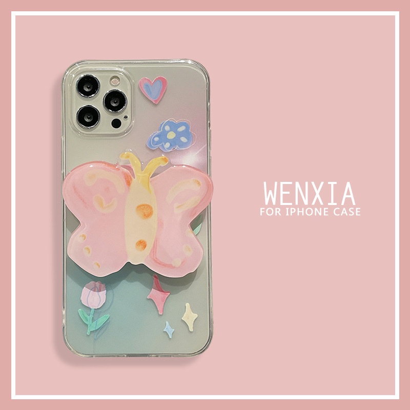 Ốp điện thoại silicone có giá đỡ hình bướm cho 13 xr iphone11 /12promax 8plus