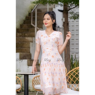 Đâm xoè bán dập ly Yman 5773 cổ đắp chéo giá tốt váy Lucy