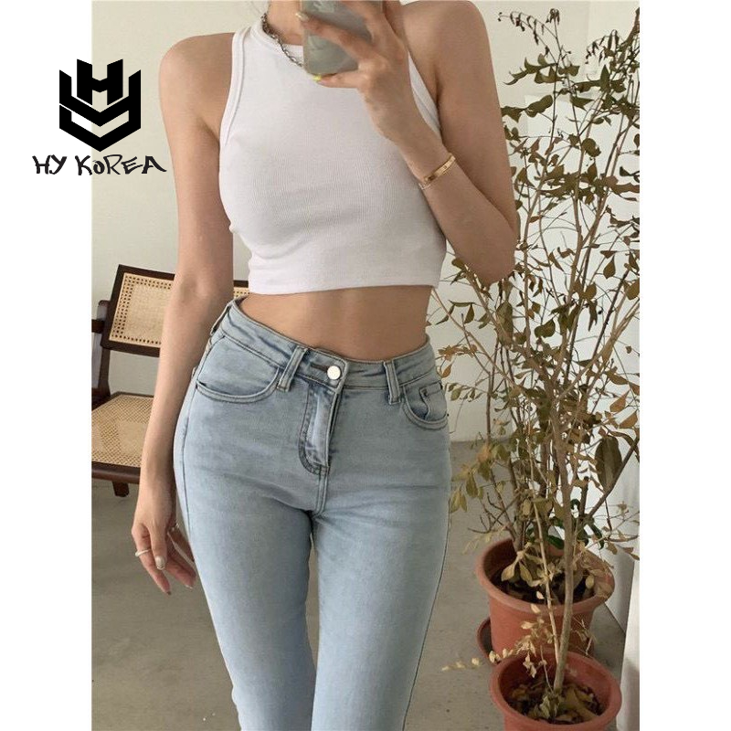 Áo croptop ba lỗ trơn HY KOREA dáng ngắn ôm nữ Freesize