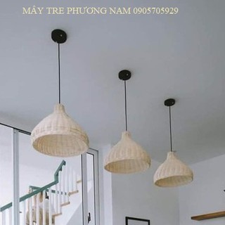 Đèn mây tre hình chóp kích thước 45h40