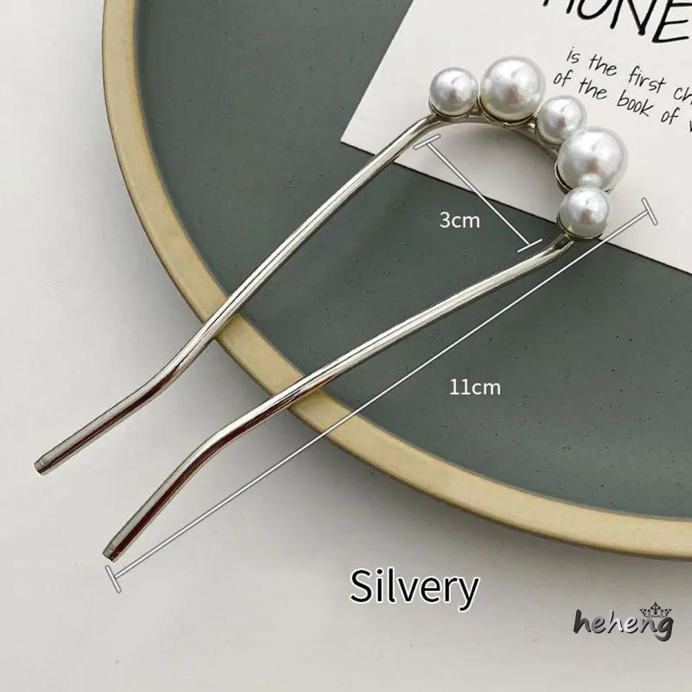 Trâm Cài Tóc Dạng Chữ U Đính Ngọc Trai Đơn Giản Cho Nữ