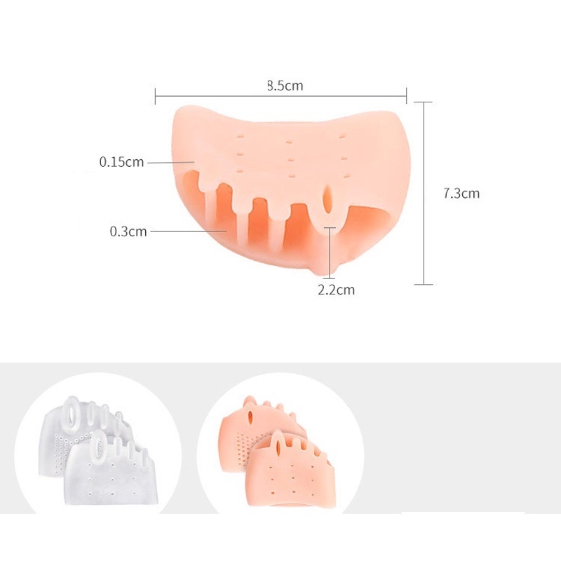 1 Cặp Miếng Lót Tách Ngón Chân Bằng Silicon Mềm Co Giãn Thoáng Khí Chống Trượt Chống Mòn