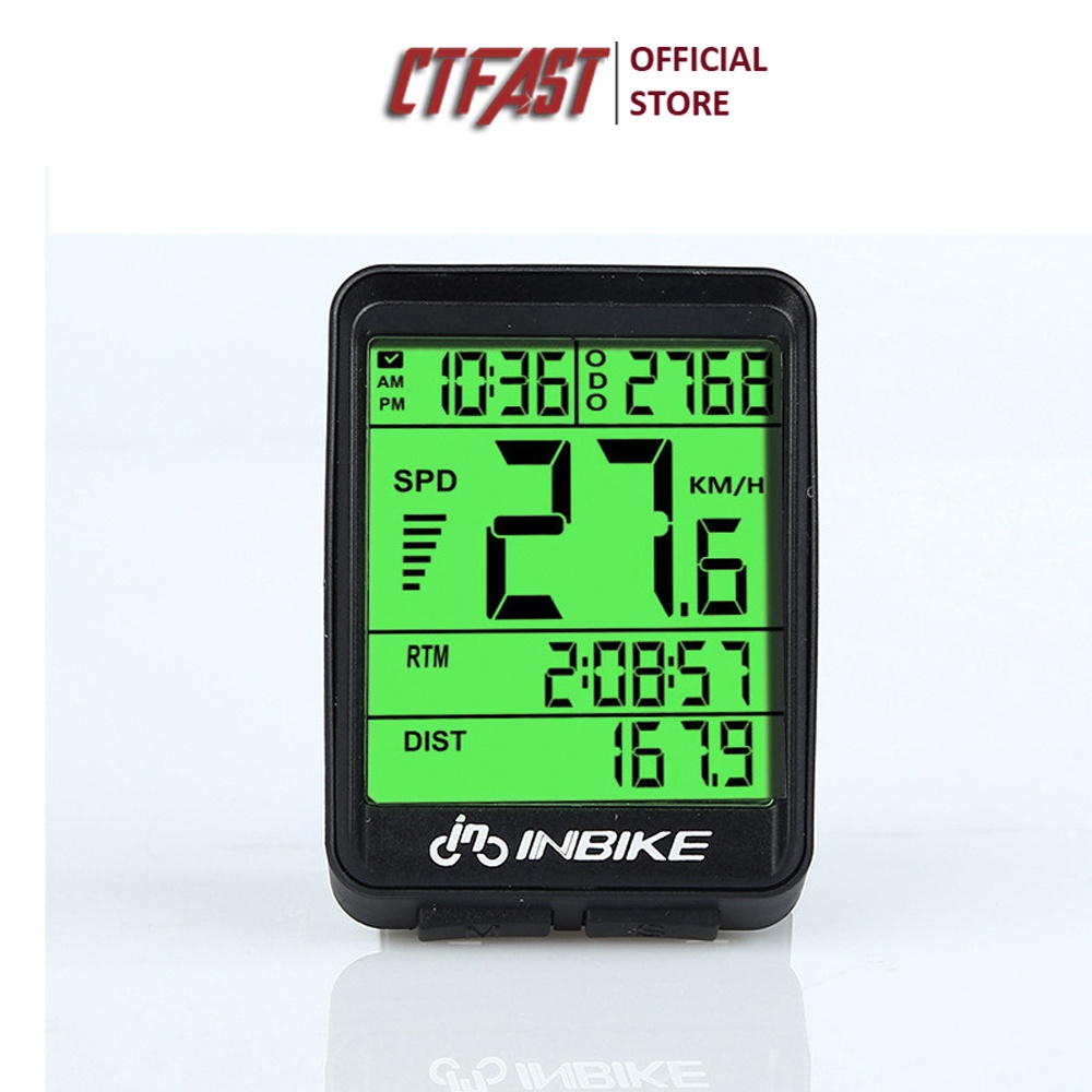 Đồng hồ xe đạp không dây CTFAST-INBIKE đo vận tốc, quãng đường, thời gian màn hình LCD chống nước