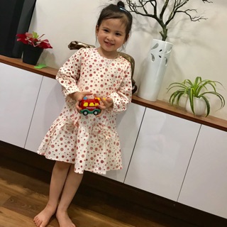 Váy suông hồng chấm bi rất xinh cho bé gái 3-8 tuổi