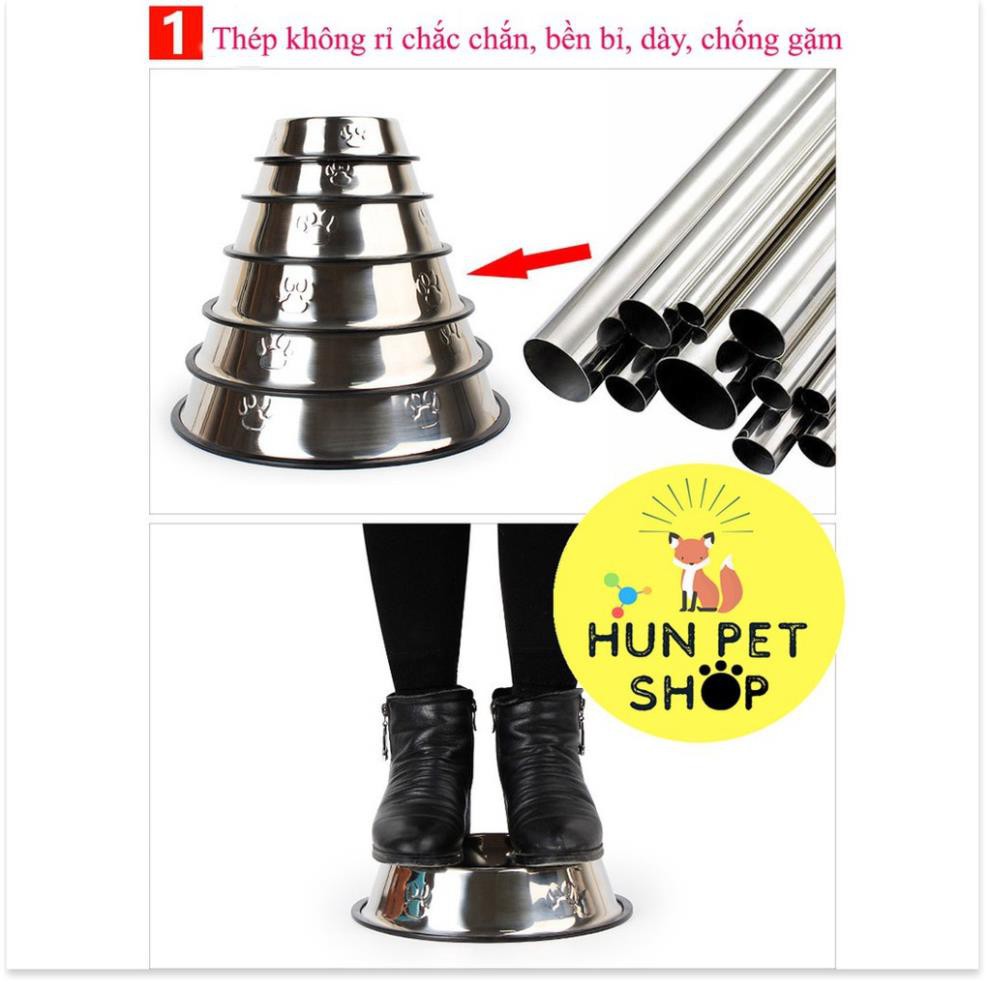 Hanpet.GV- [XẢ HÀNG] Bát Đựng Thức Ăn Inox Không Màu Cho Chó Mèo- SHOP