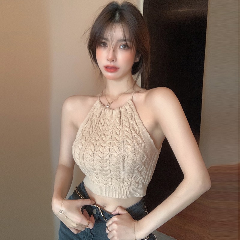 COZOK Áo hai dây dệt kim thời trang cho nữ