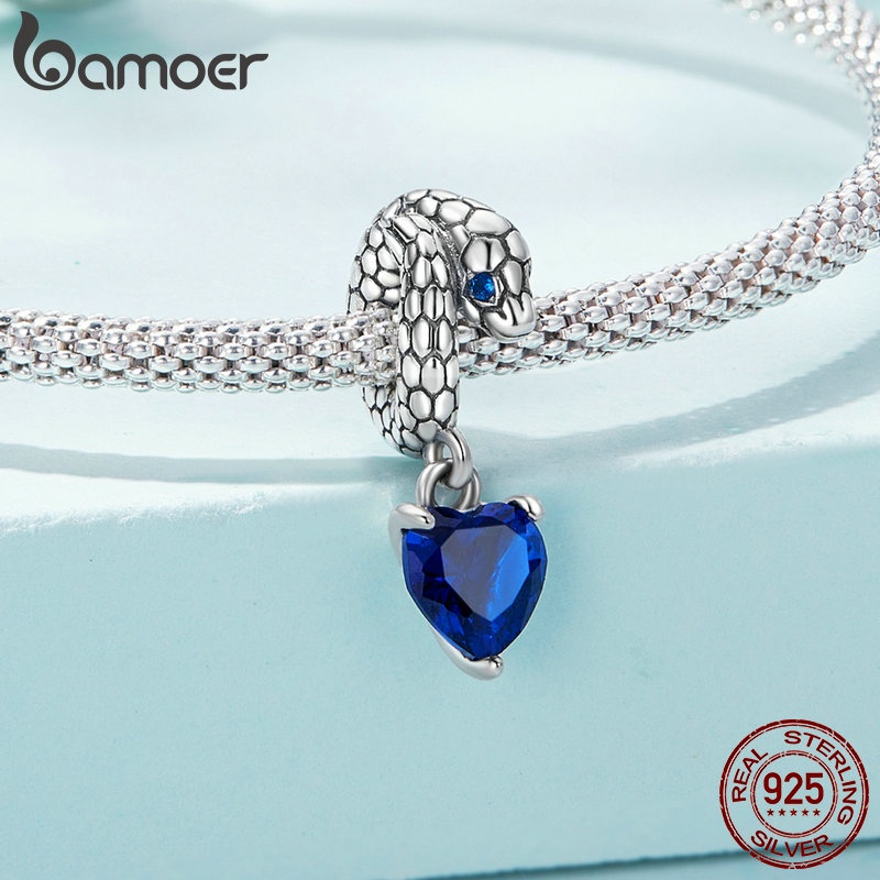 Mặt vòng tay Bamoer bằng bạc 925 phối hình rắn độc đáo