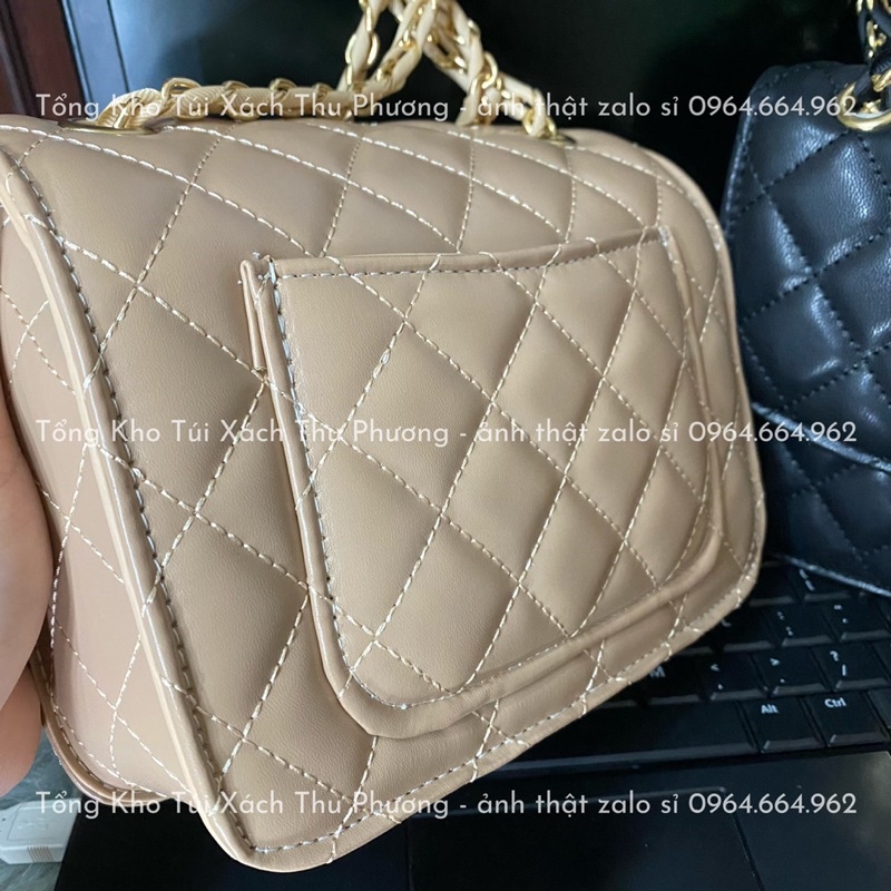 Túi đeo chéo, kẹp nách trần ô trám khoá gập siêu xinh cho nữ (ảnh thật shop chụp)