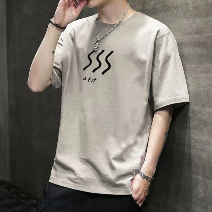 Triple A💕2021 new short-sleeved T-shirt men's Hong Kong style trend loose bottoming shirt youth plus size printing upper clothes