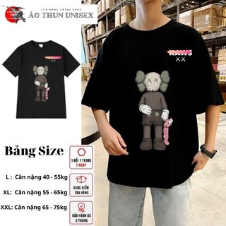 ÁO PHÔNG IN HÌNH KAWS cầm gấu hồng unisex nam nữ form rộng tay lỡ oversize KAKISHOP - KAKI 12