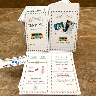 THIỆP CƯỚI THIẾT KẾ DẠNG PHONG BÌ TEM ẢNH (Đã bao gồm công in nội dung với ảnh hoàn thiện)