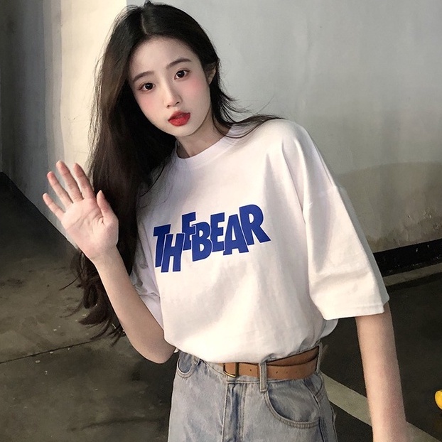 Áo thun ZHELIHANGFEI tay ngắn in chữ thiết kế dáng rộng thoải mái tùy chọn màu sắc