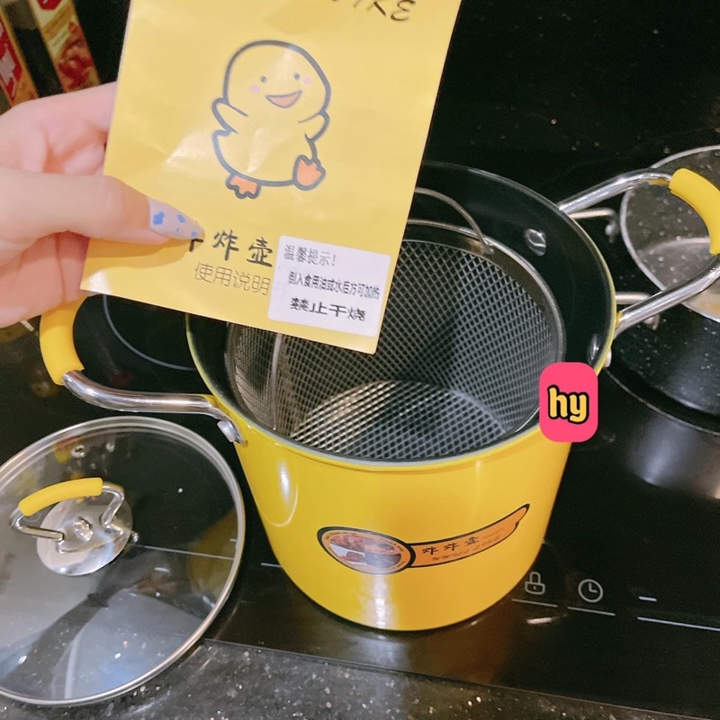 Nồi chiên ngập dầu chống dính, nồi chiên chính hãng, có nắp đậy ngăn dầu bắn ra ngoài
