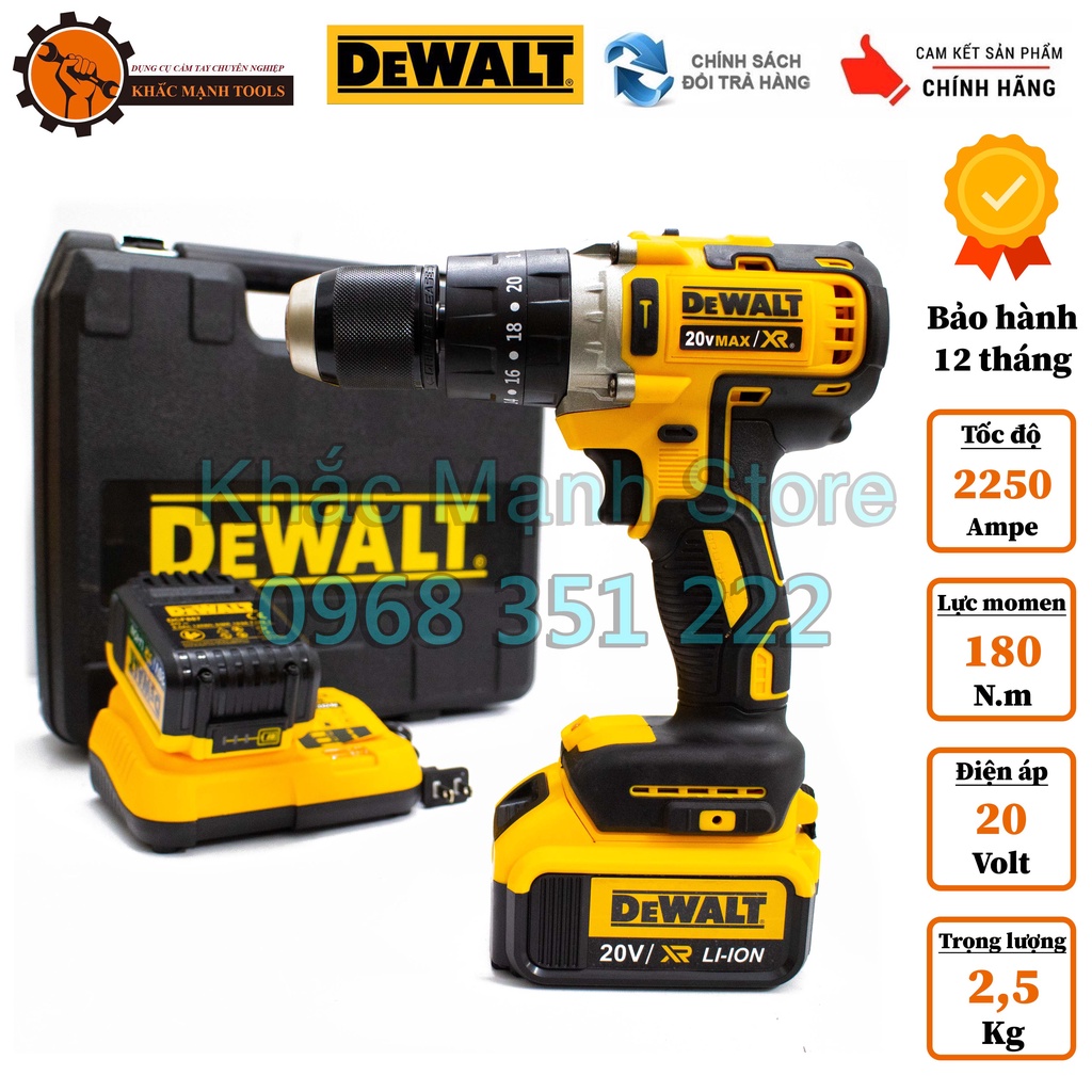 Máy Khoan Pin DW 20V XR Động Cơ Không Chổi Than, Đầu Auto Lock Thép 13mm, Bảo Hành 12 Tháng Toàn Quốc