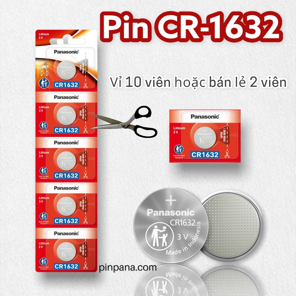 Chính hãng pin nút Panasonic cho thiết bị khóa không chìa,điều khiển từ xa,đồ chơi(CR-1632/5BE)