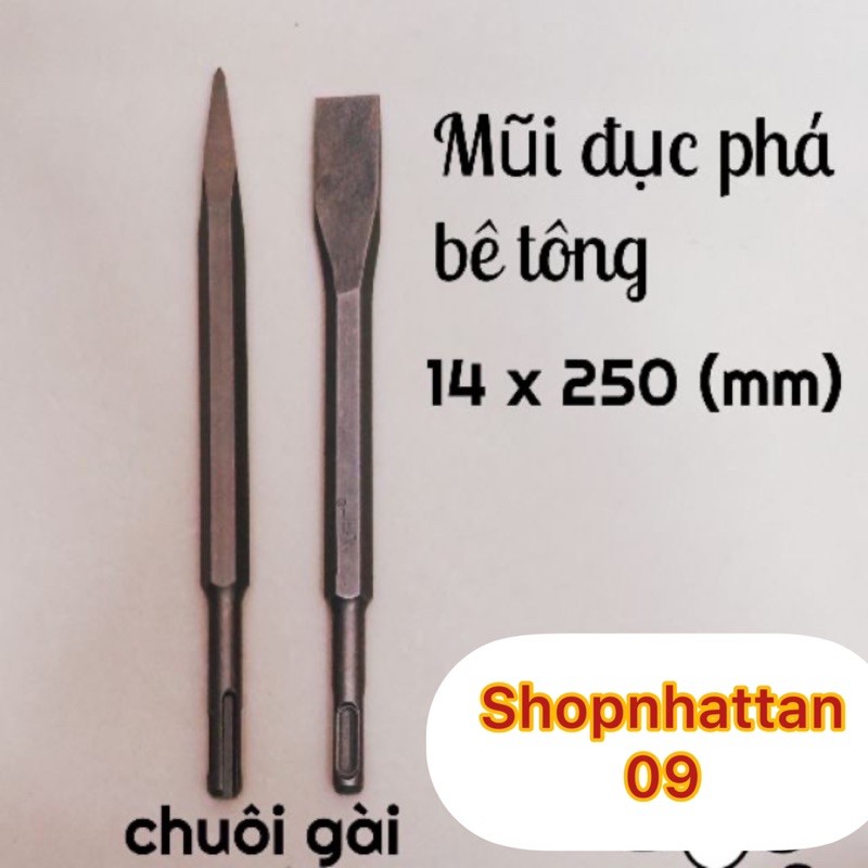 (GIÁ HỦY DIỆT) Mũi đục phá bê tông dẹp &amp; nhọn - mũi đục bê tông 14