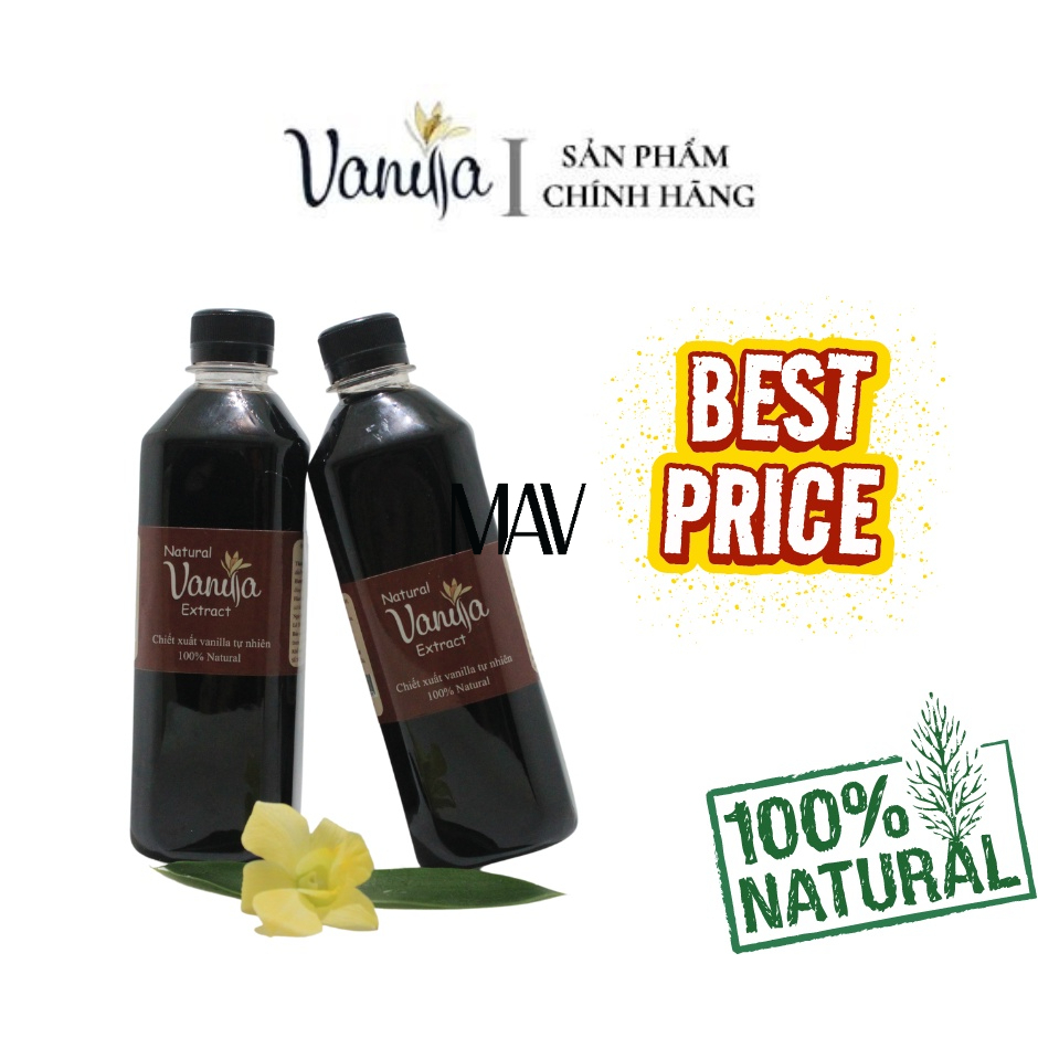 Tinh Chất Vani Hữu Cơ - Chiết Xuất Vanilla Tự Nhiên Chai 480 Gram