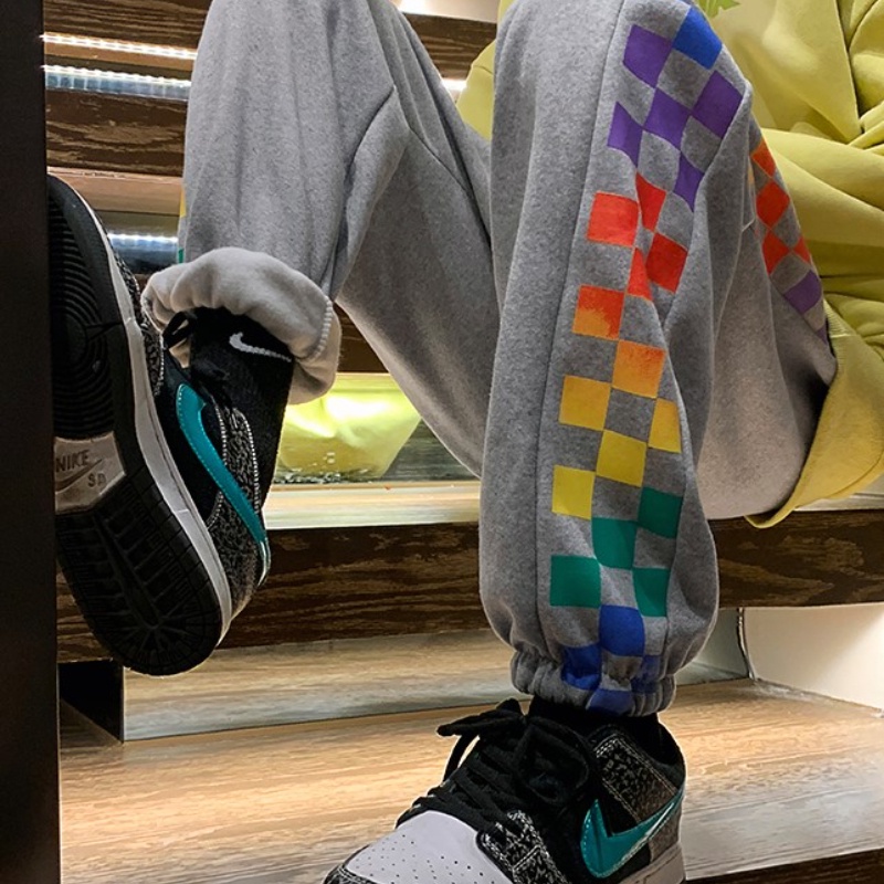 【M-3XL】Quần Thể Thao Ống Rộng Co Giãn Kẻ Sọc Nhiều Màu Thời Trang Cho Nam