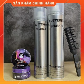 [Giá Hủy Diệt – Chính Hãng] Combo Sáp vuốt tóc Volcanic Clay + Gôm Xịt Tóc Butterfly Shadow 320ml & 600ml + Tặng Lược