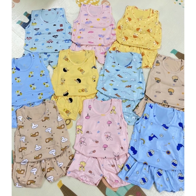 Bộ ba lỗ sát nách Thun Lạnh 10 Hình cho bé gái bé trai Minkymom