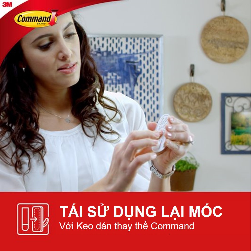 Bộ 6 Miếng keo dán thay thế Command 3M cỡ lớn chịu lực 2.2 kg - Dễ sử dụng, độ bền cao, bám cực chắc, tháo cực dễ 17023P